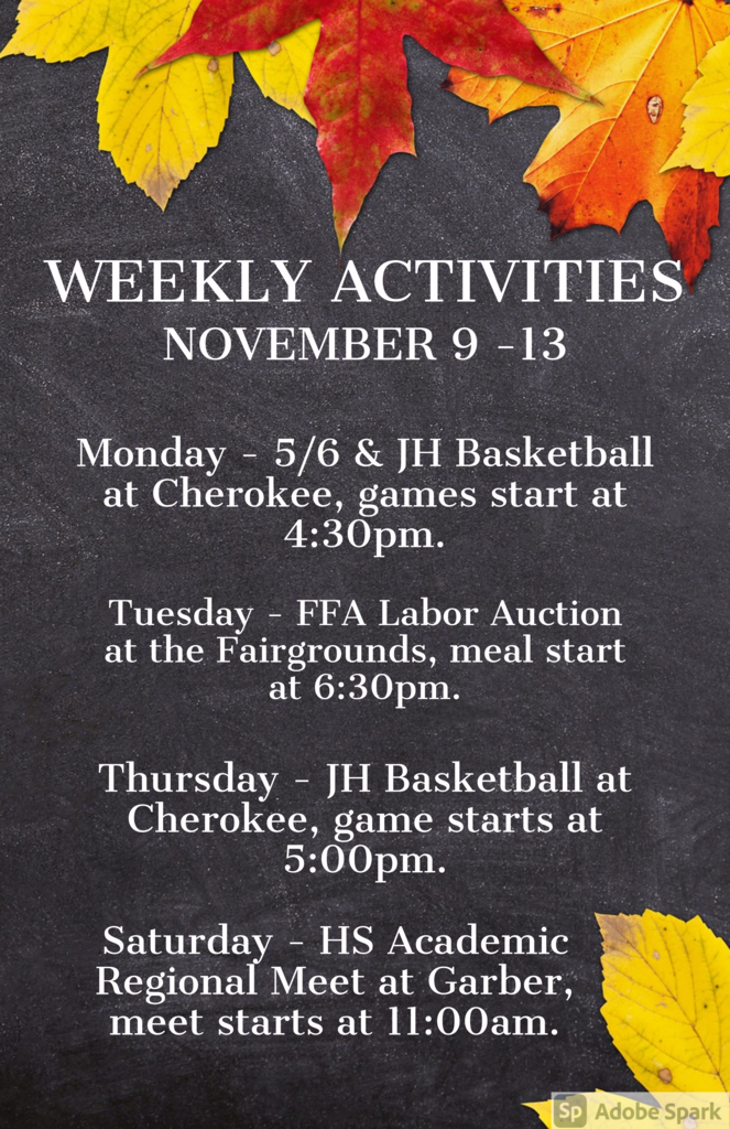 Weekly Announcements 11/9