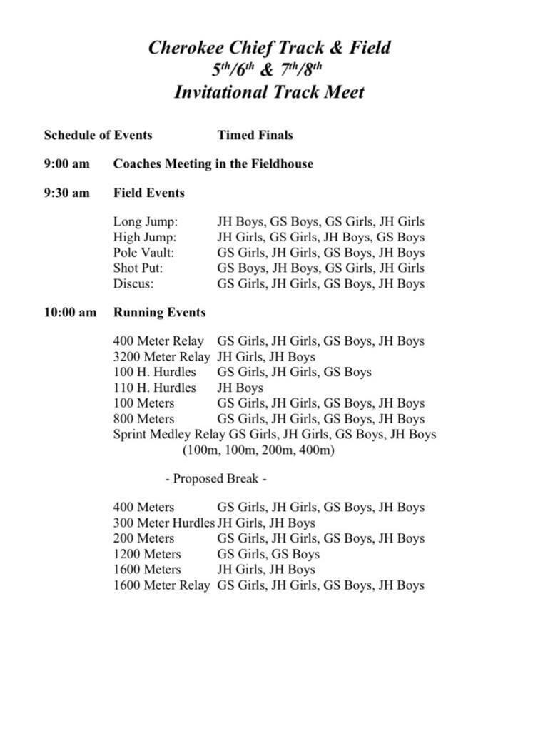 5/6 & JH Cherokee Track Meet