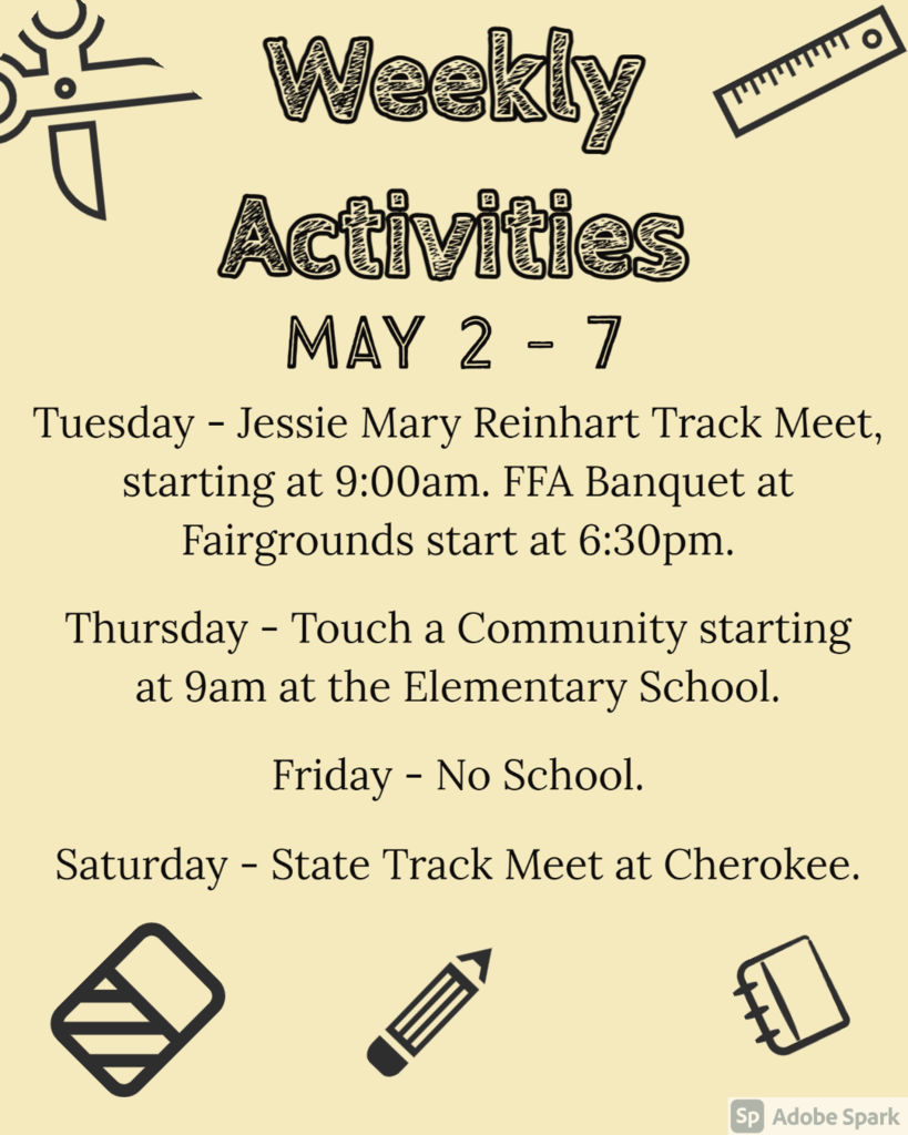 Weekly Activities - May 2 - 7