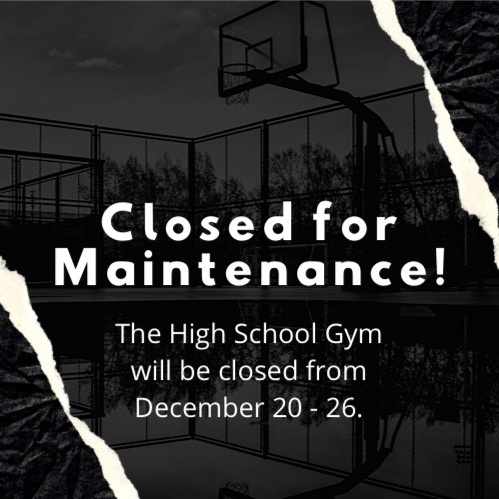 gym closed December 20 - 26  