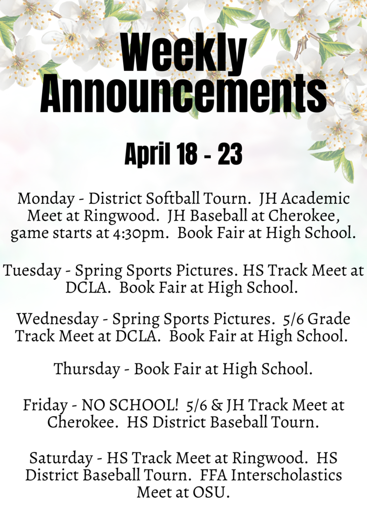 Weekly Activities - April 18-23