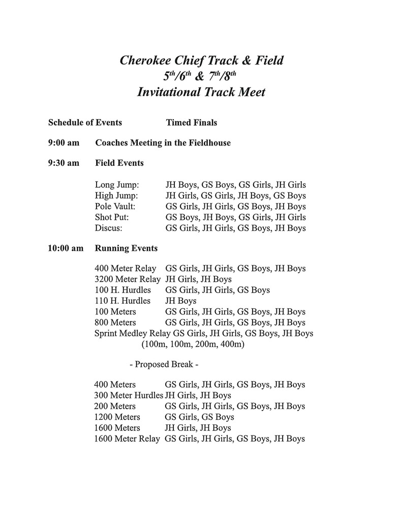 Cherokee 5/6 & JH Track Meet
