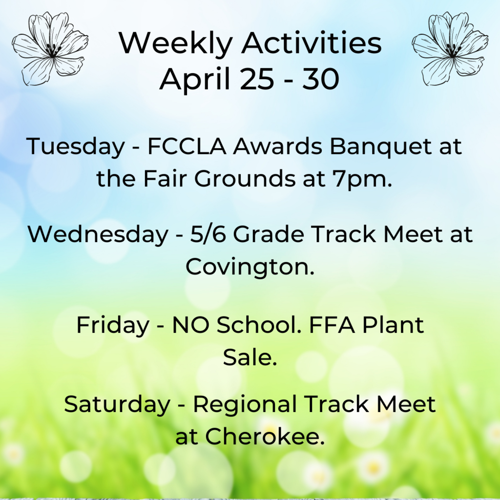 Weekly Activities - April 25-30