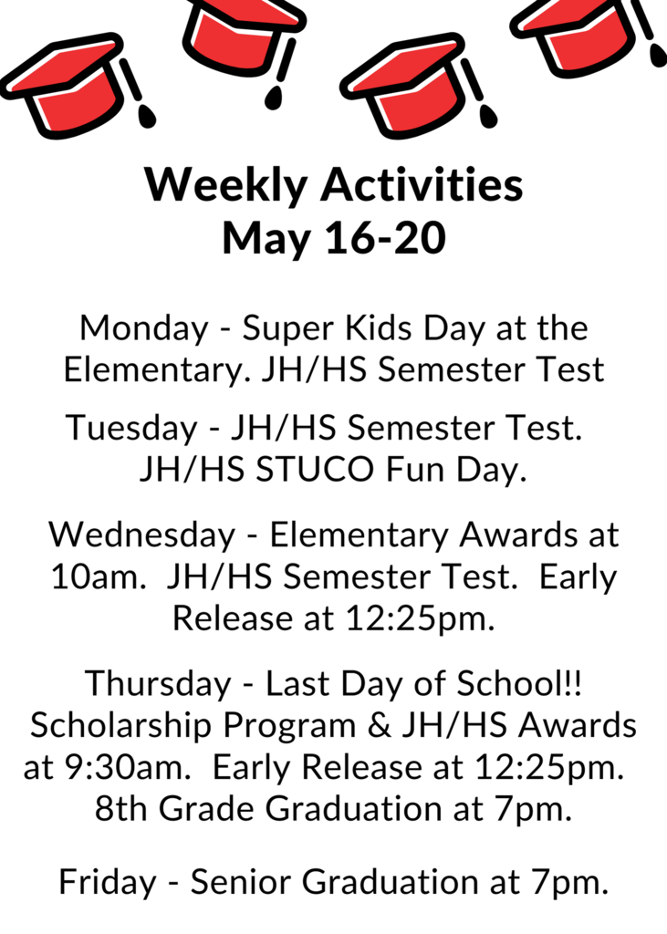 Weekly Activities - May 16-20