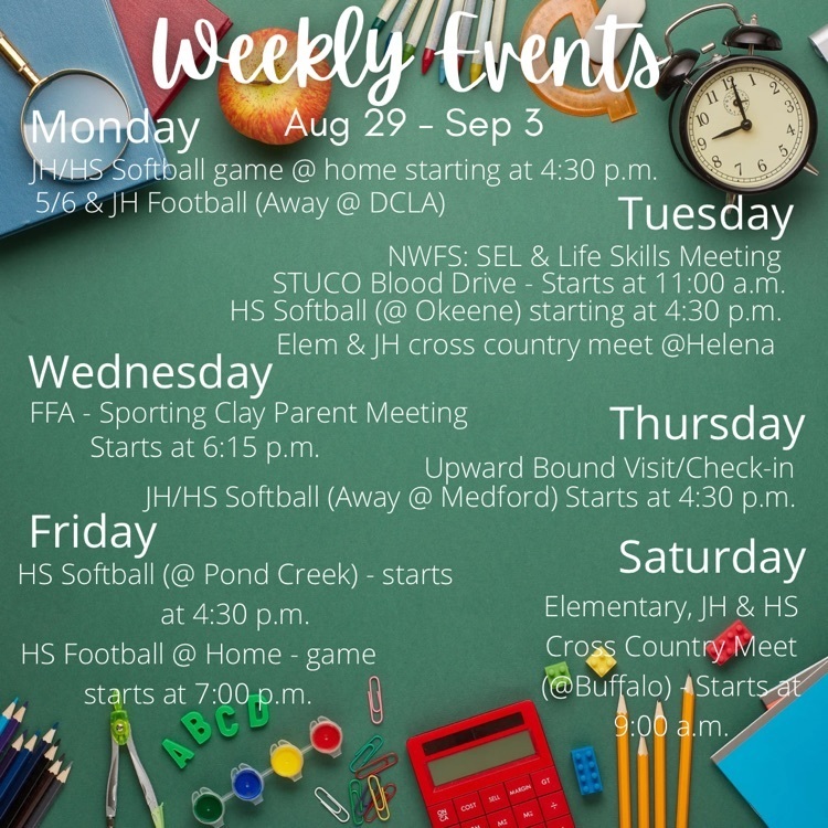 Weekly Activities for august 29