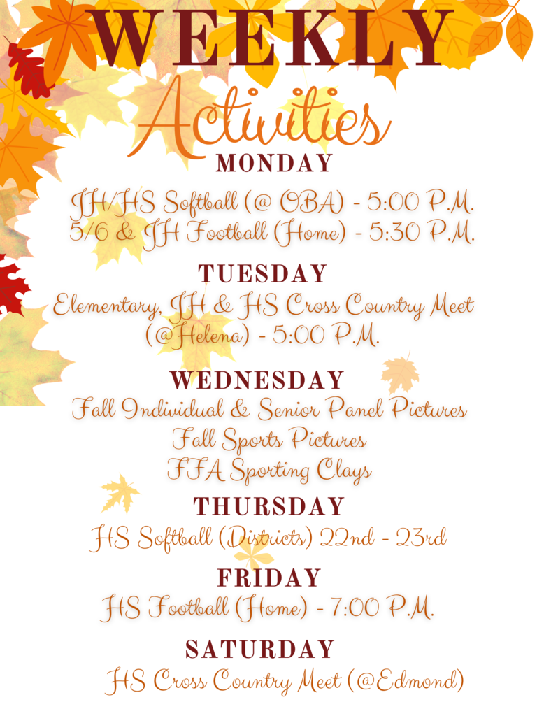 Weekly Activities - September 19-24