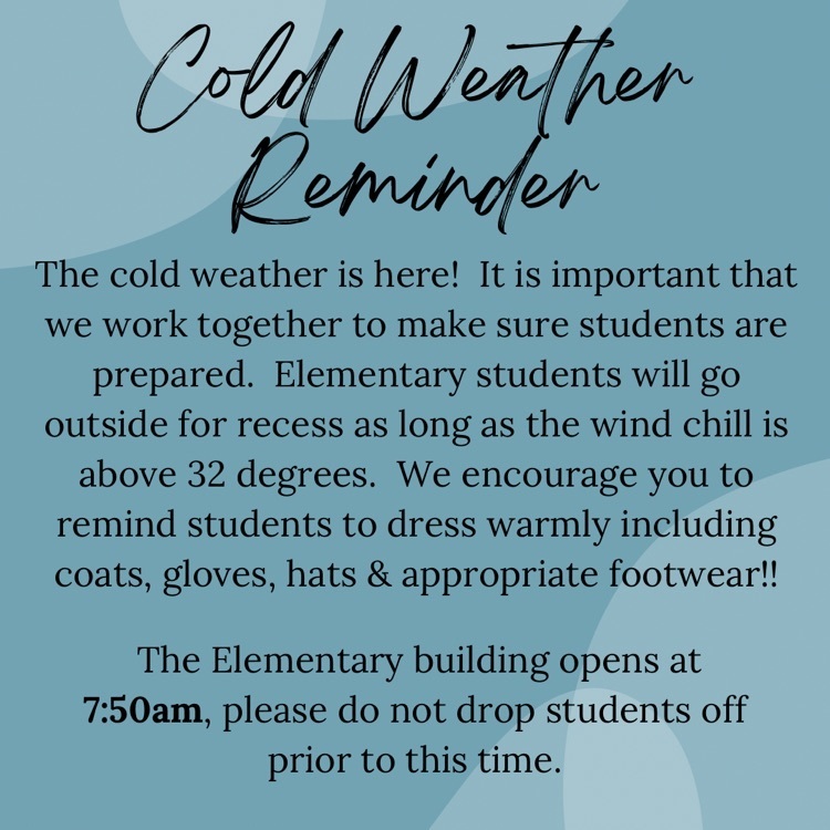cold weather reminder