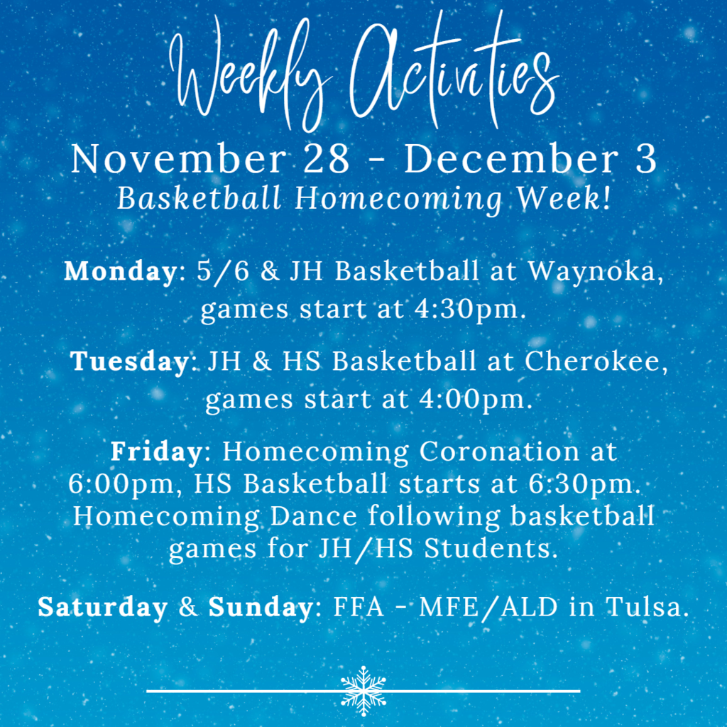 Weekly Activities Nov 28-Dec 3