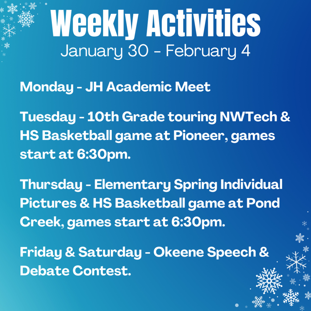 Weekly Activities Jan 30 - Feb 4