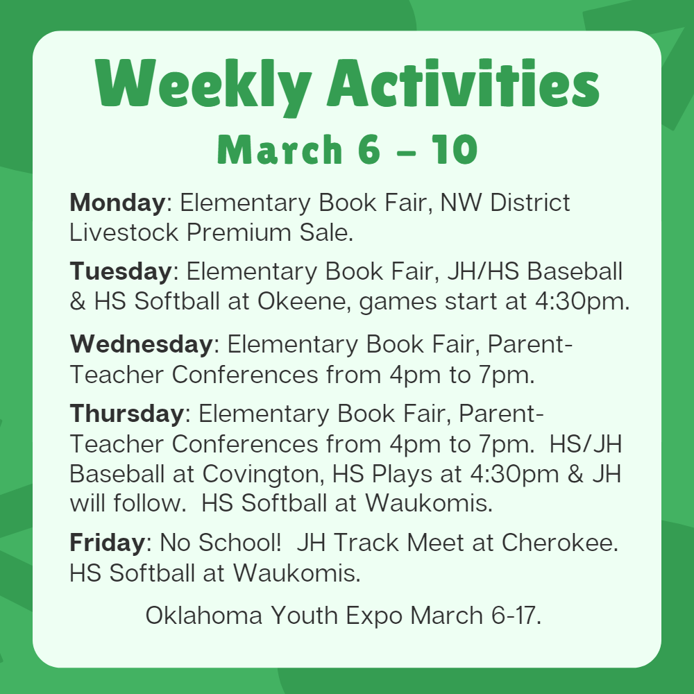 Weekly Activities March 6-10