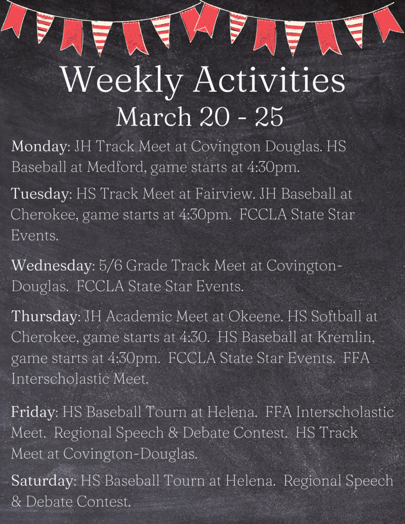 Weekly Activities March 20-25