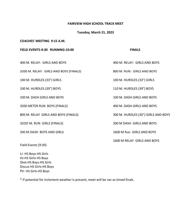 fairview Track Meet 3-21-23