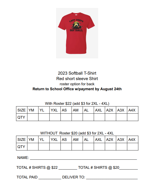 Softball Order 2023